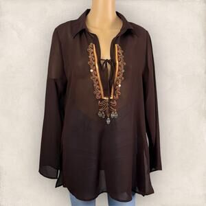 Claudia Richard Women's Brown tunic long sleeve Size/ M